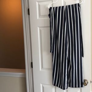 Blue and white striped pants